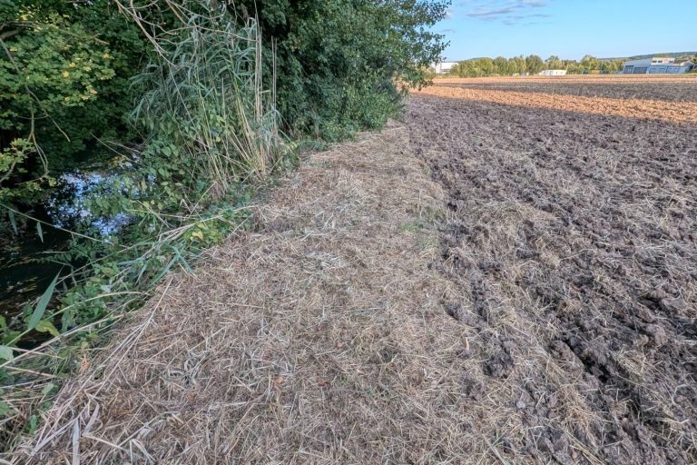 Acker neben einem Bach